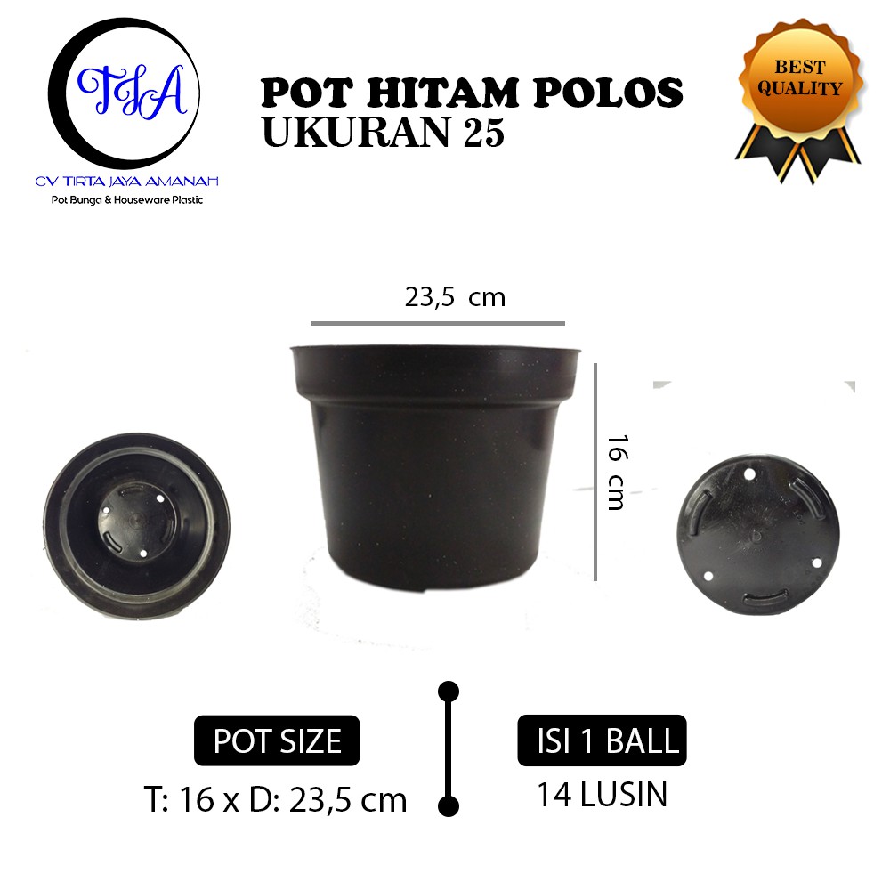 POT BUNGA HITAM POLOS 25 / POT BUNGA PLASTIK / POT TANAMAN