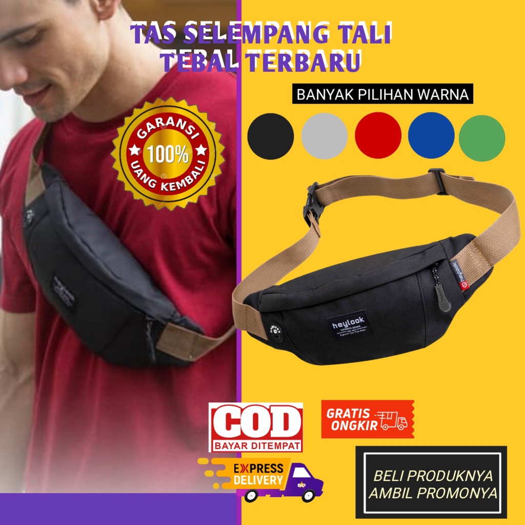 Tas Selempang Slempang Terbaru Original Keren Waistbag Waist Bag Ori Tas Bahu Pria Wanita Tali Tebal