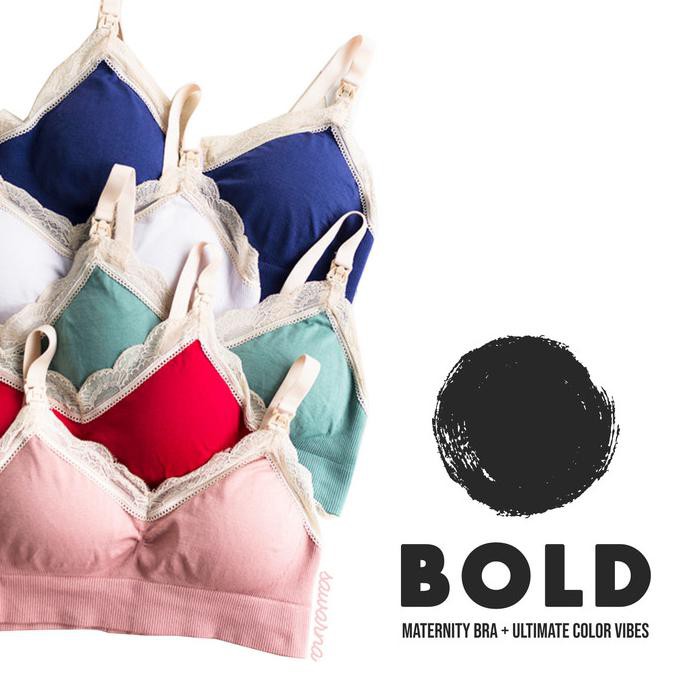 BOLD Nursing Bra Menyusui Seamless Stretch bukaan depan baju dalam bh - Biru, M