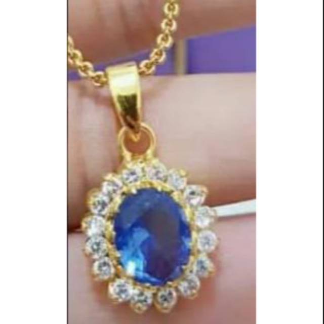 Kalung mata biru lapis emas 24K 1803