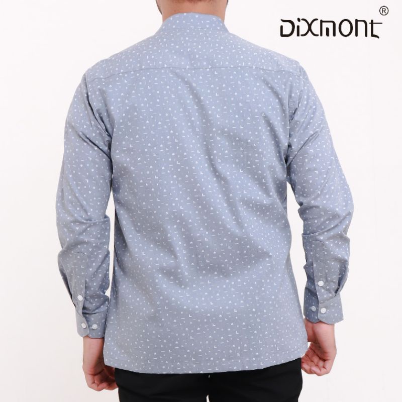 Dixmont Kemeja Pria Basic Formal Motif Lengan Panjang Hem ML00421