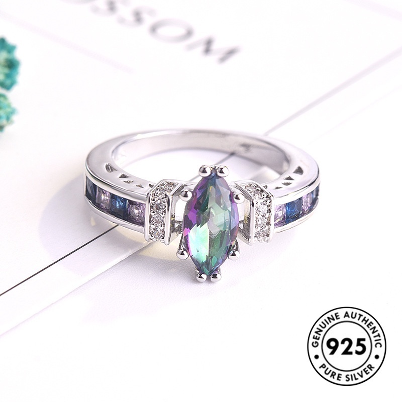 Cincin Amethyst Bahan S925 Silver Untuk Wanita