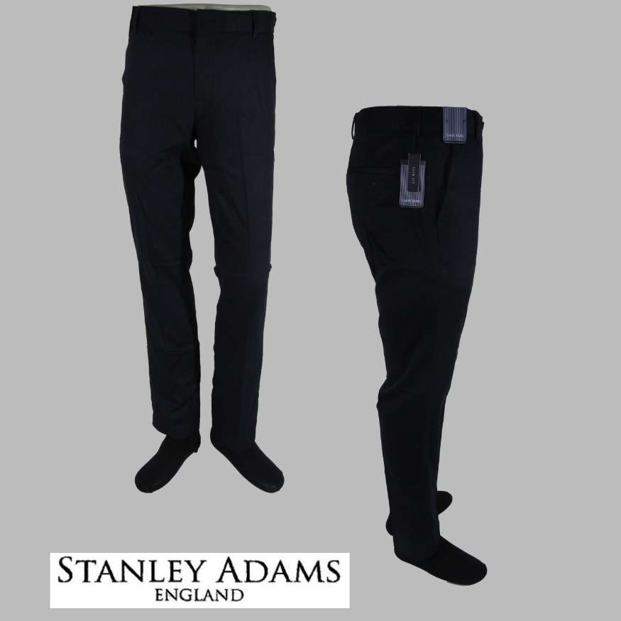 COD Celana Panjang Chino Pria Slimfit Stanley Adams Biru Navy Polos 100% Original Brand