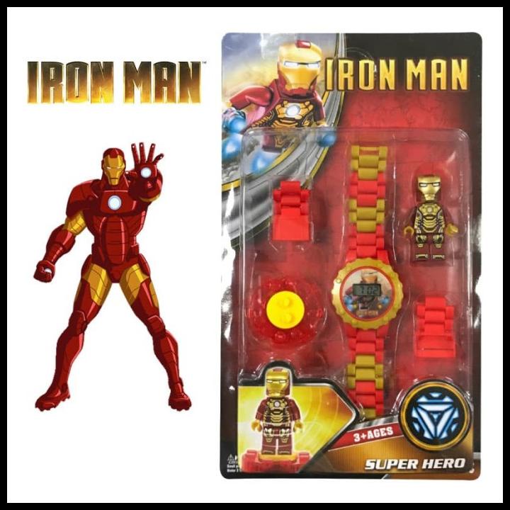 Mainan Anak Bayi Belajar Edukasi Jam Tangan Lego Brick Marvel Iron Man