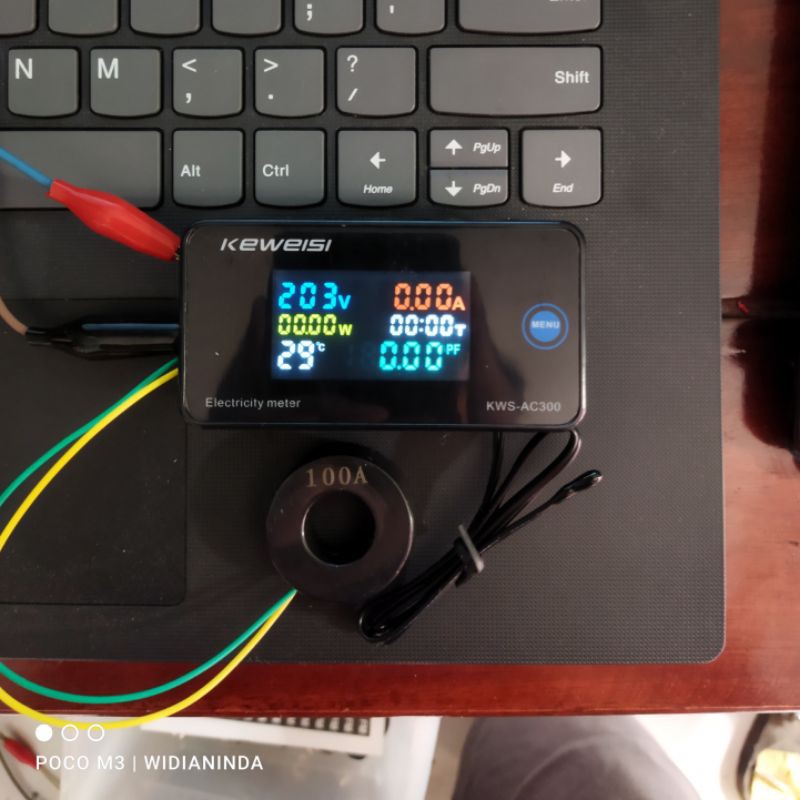 AC voltmeter suhu 100 ampere dengan monitor lcd