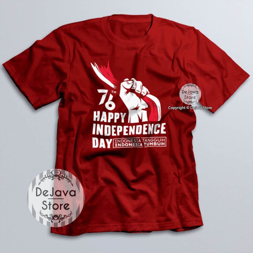 Kaos Indonesia 76 Tahun Independence Day Baju Agustus Kemerdekaan RI Kualitas Distro Premium | 8981-MAROON