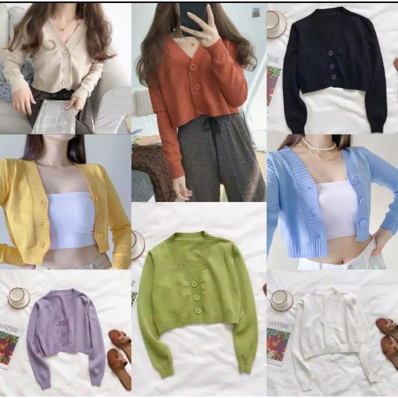 cardigan rajut/crop milenia/rajut bailey
