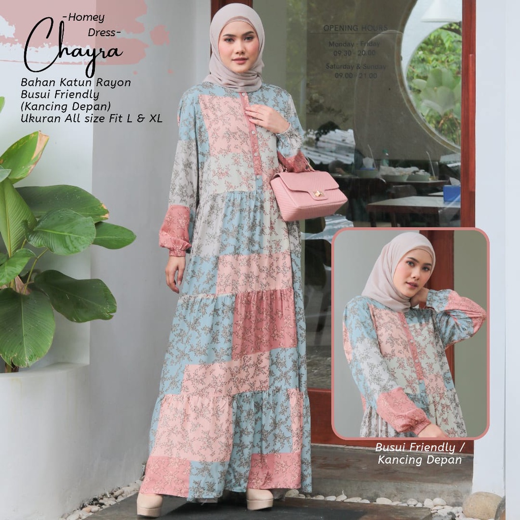 Termurah - Gamis Dewasa Homey Dress Motif Chayra Bahan Katun Rayon Premium Nyaman Dipakai | Bisa Cod