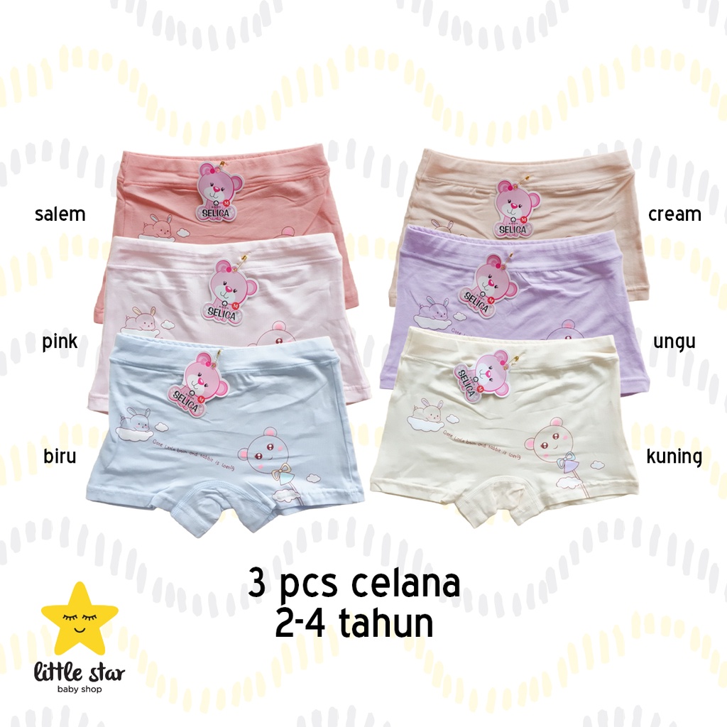 ISI 3 PCS - Selica Celana Dalam Anak Cewek | CD Celdam Boxer Anak