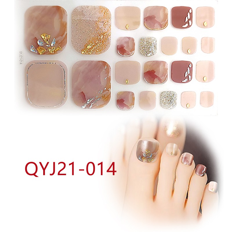 Qyj21-001 - 020 22pcs / Lembar Stiker Kuku Kaki 3d Diy Untuk Nail Art