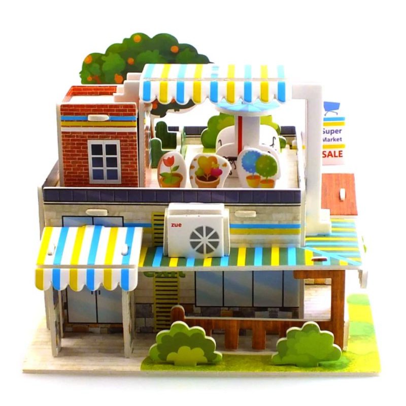 Mainan Edukasi Anak Puzzle 3D Miniatur DIY Jigsaw Besar Part 2 Seri Exterior Bangunan Rumah/ Istana