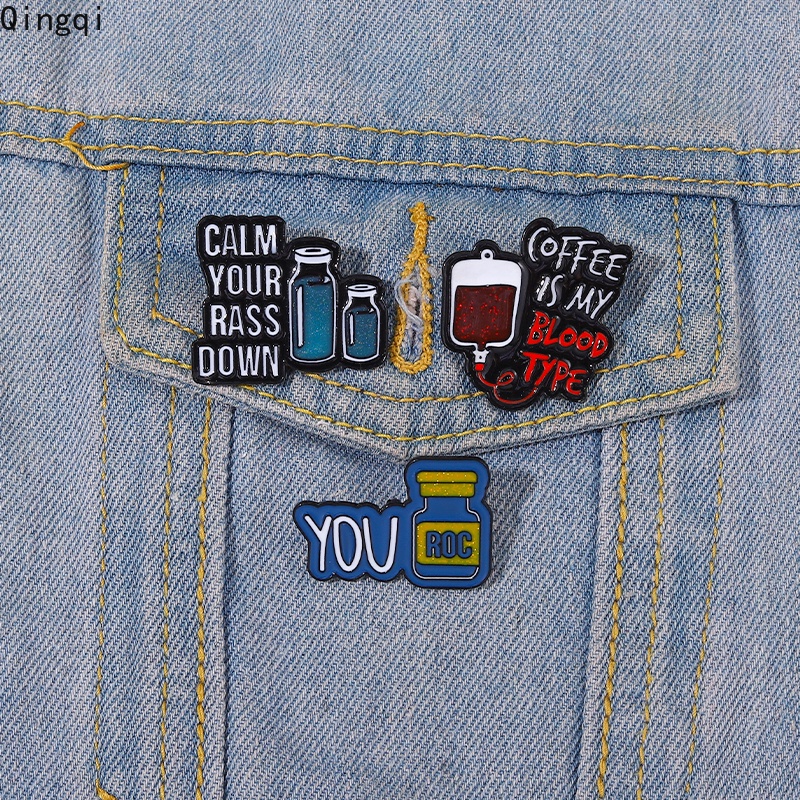 Bros Pin Enamel Desain Kartun Botol Kopi Tulisan Quotes Untuk Aksesoris