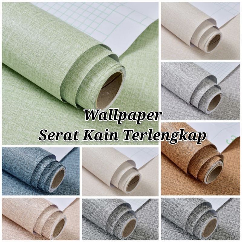 Jual Wallpaper Dinding Polos Bertekstur Kain Hijau Kain Kream Kain