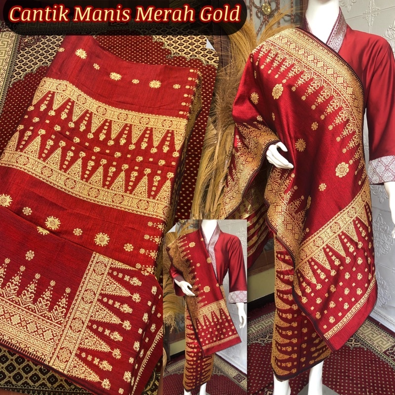 Songket Cantik Manis Merah Gold /songket tenun asli palembang /ilham songket palembang /songket peng