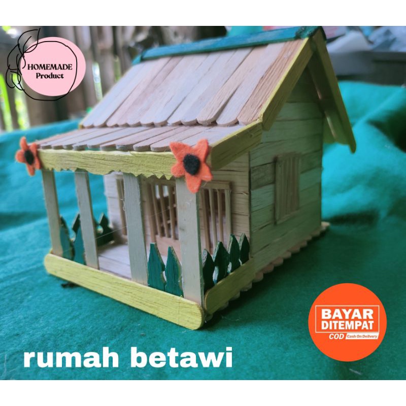 Jual miniatur rumah betawi prakarya kerajinan tangan stik es krim