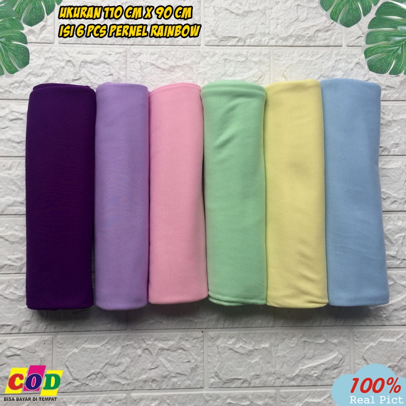 Ana Baby - 6 PCS Bedong Bayi Pernel Warna Bayi Baru Lahir Ukuran 110cm x 90cm