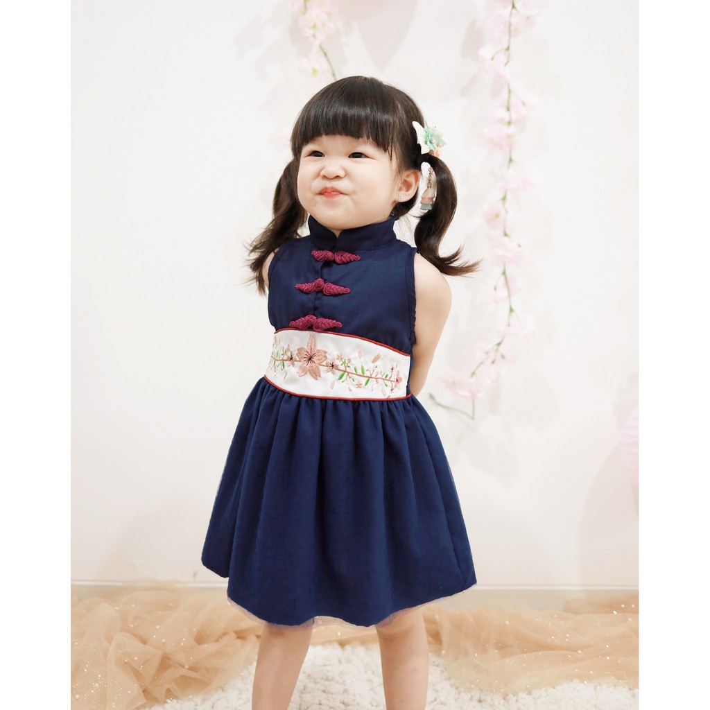 AZZURA DRESS | Dress Anak Perempuan | Baju Pesta Anak Perempuan | Dress Bordir Anak | Dress Cheongsam Anak