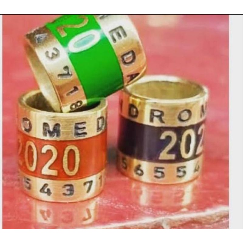 RING MERPATI KUNINGAN TIMBUL TENGAH WARNA