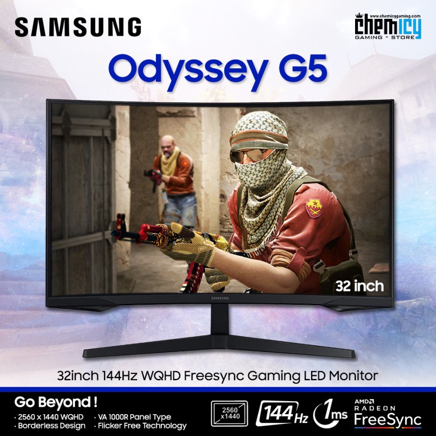 Samsung Odyssey G5 32inch 144Hz WQHD Freesync Curved Gaming Monitor