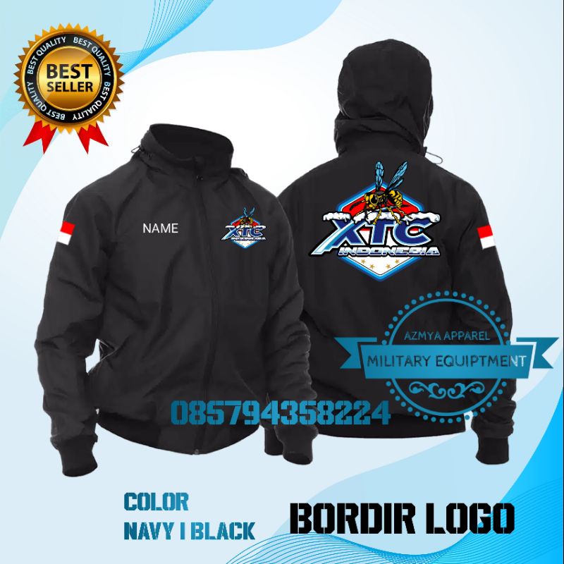 jaket bomber pria bordir terbaru anti air dan anti angin JAKET BOMBER HOODIE XTC FULL BORDIR