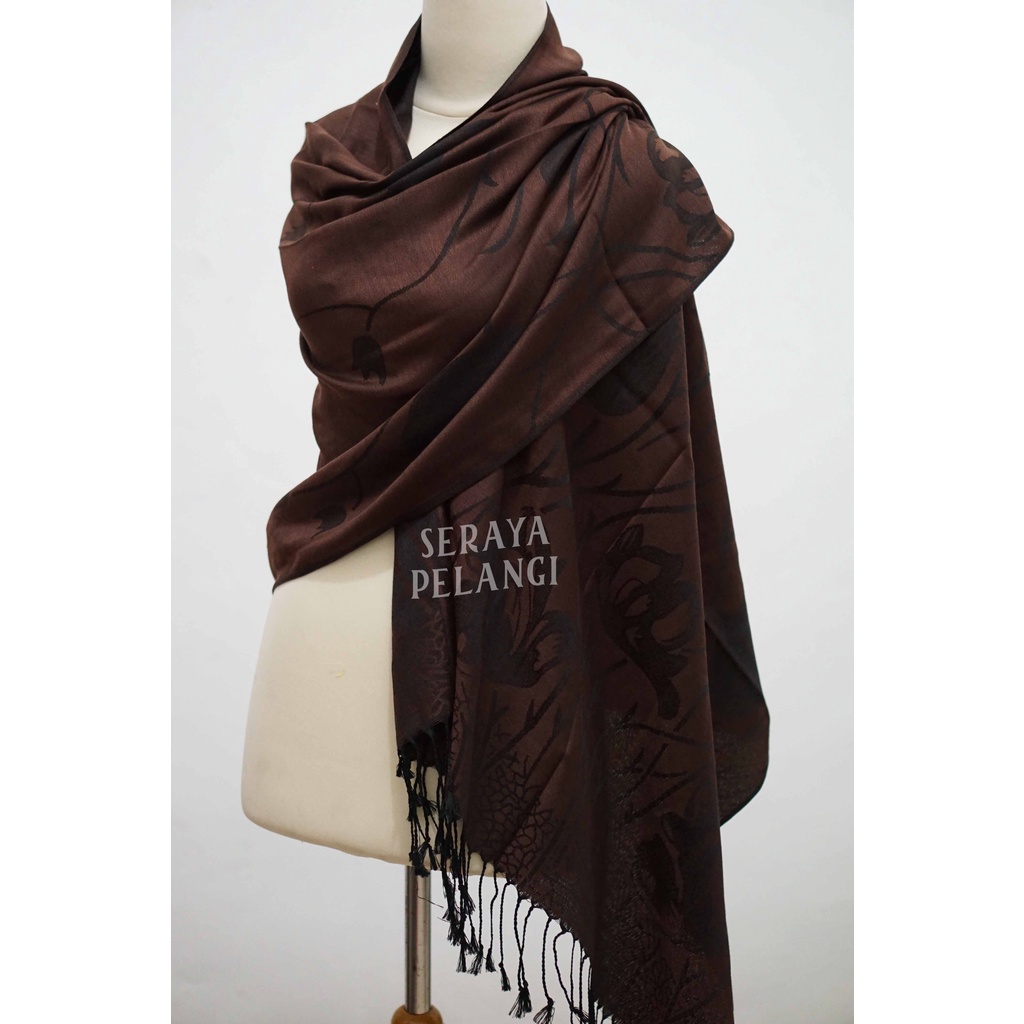 Pashmina Cashmere Motif Bunga 13 | Bunga Tulip | Kembang | Selendang | Scarf | Syal | Shawl | Pasmina Kashmir | Souvenir | Hadiah Ulang Tahun | Birthday Gift | Aksesoris Fashion Wanita | Import Quality | Grosir Murah | Luxury Scarf