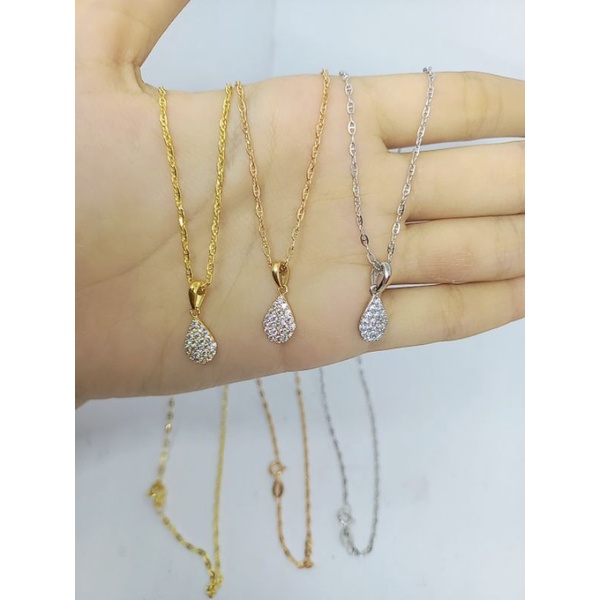 KALUNG PERAK 925 ASLI LAPIS EMAS /KALUNG MINI CART*R +LIONTIN TEARS/PERHIASAN KALUNG PERAK ASLI