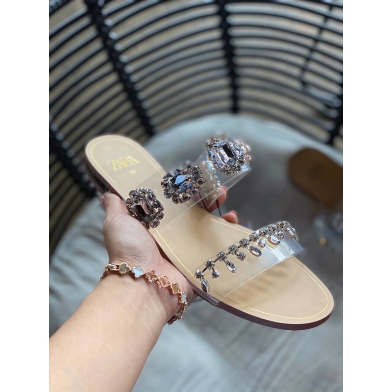 SANDAL WANITA ZS302 VINYL EMBELLISHED SANDALS PREMIUM IMPORT