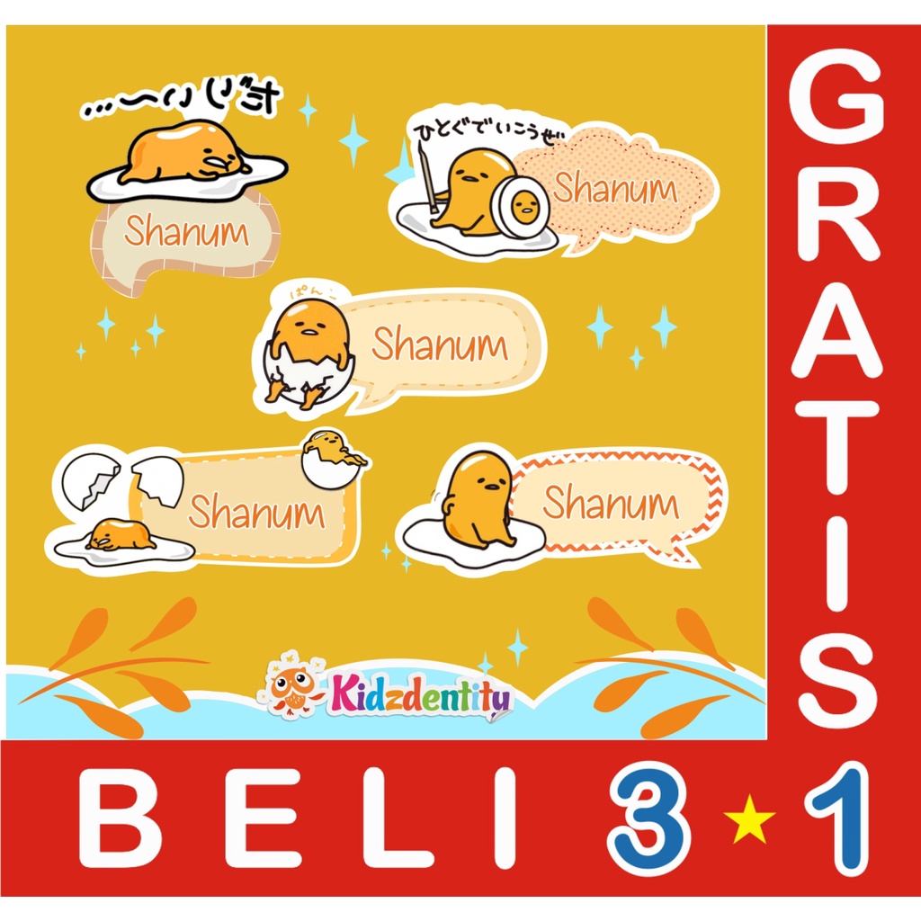 

LABEL NAMA CUTE GUDETAMA