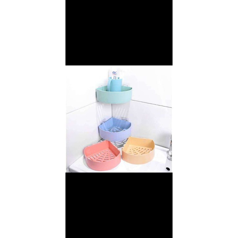 PLASTIK RAK SUDUT KAMAR MANDI / RAK TEMPEL SUDUT KAMAR MANDI SERBAGUNA
