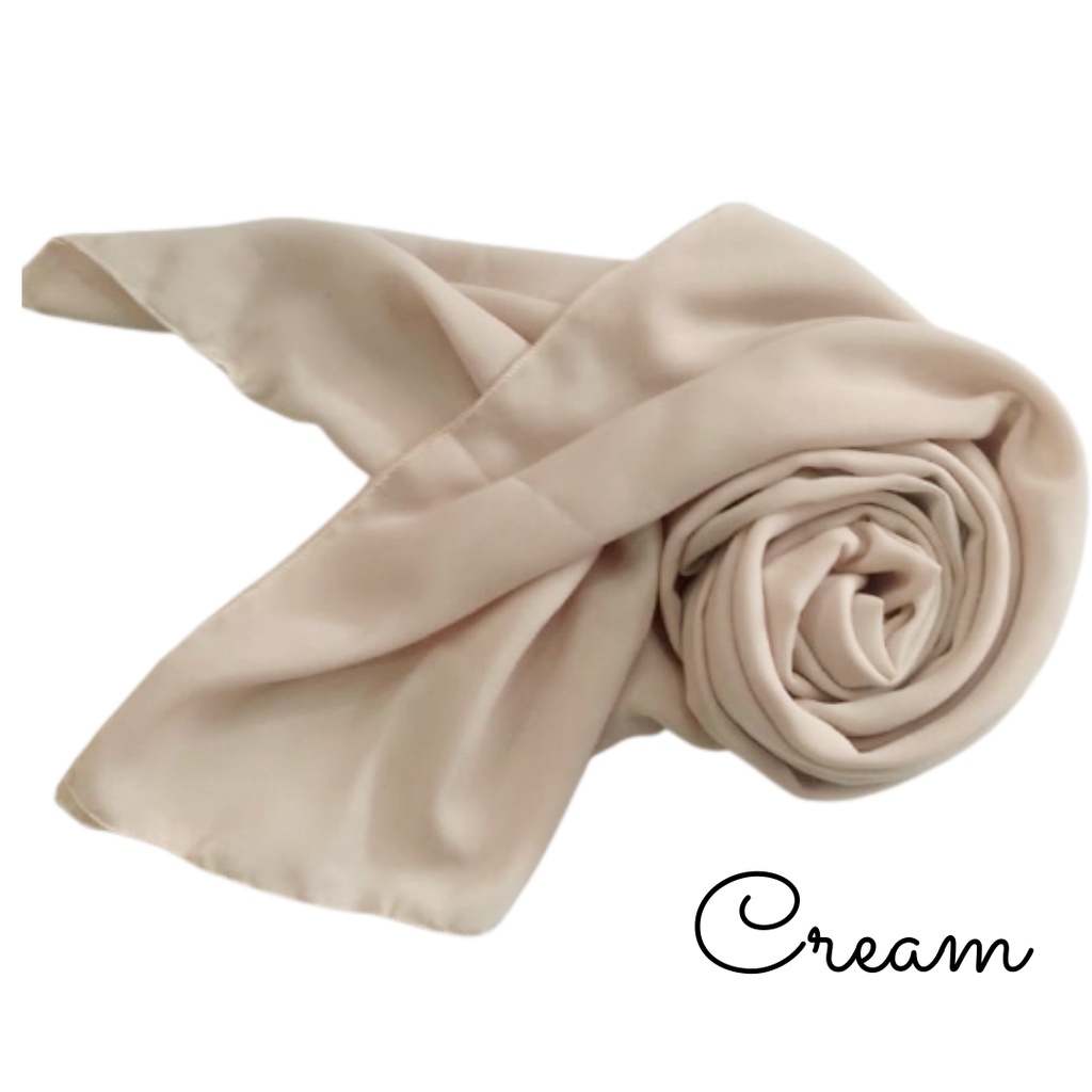 HIJAB SEGI EMPAT BELLA SQUARE POLYCOTTON PREMIUM / JILBAB BELA SQUARE 12PCS MUAT 1KG-CREAM