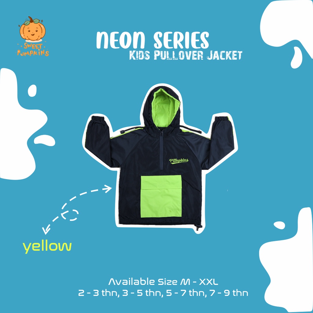 Sweet Pumpkins | Kids Pullover Jacket Waterproof Jaket Cagoule Anak Parasut Anti Air Usia 2 3 4 5 6 