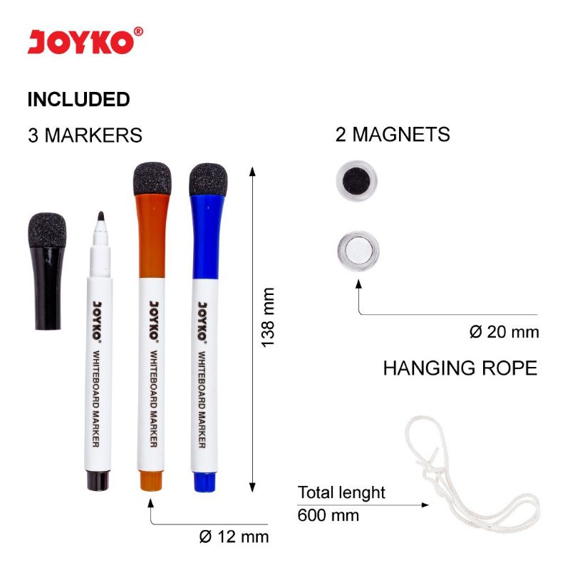 

JOYKO Whiteboard Set WBS - 10 Papan Tulis Putih Magnet + Spidol