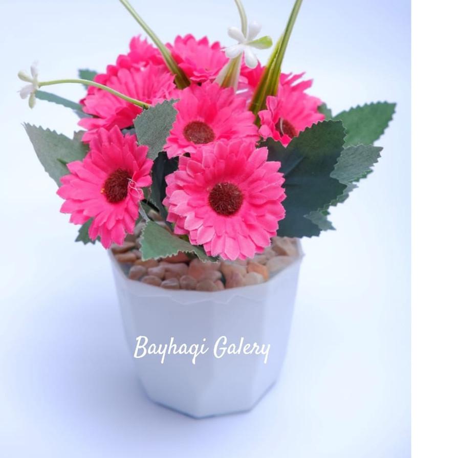⭐Grosir BUNGA HIAS POT KRISTAL DAISY MATAHARI/BUNGA ARTIFICIAL/BUNGA HIAS PLASTIK IMPORT MURAH/BUNGA