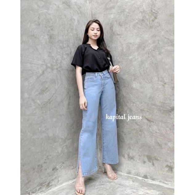 KULOT JEANS PREMIUM BELAH SAMPING // EONNI KULOT JEANS