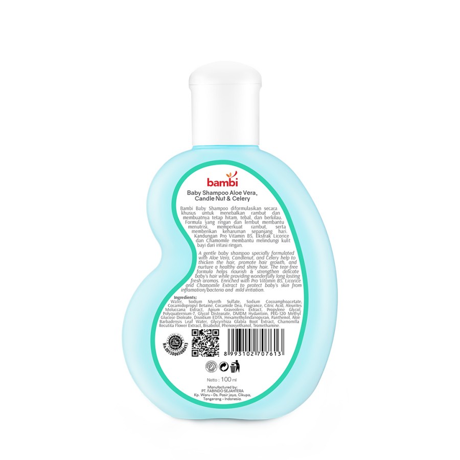 Bambi baby Shampoo Aloe Vera, Candlenut &amp; Celery 100ml