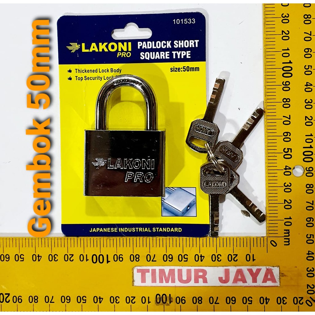 Lakoni Pro Gembok Pagar Kotak Pendek 50 MM Padlock Square Short 50MM