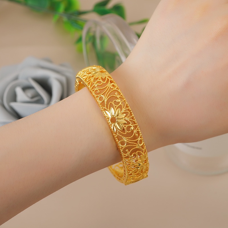 Gelang Emas Plated 24K Desain Naga Dan Phoenix Gaya China Untuk Wanita