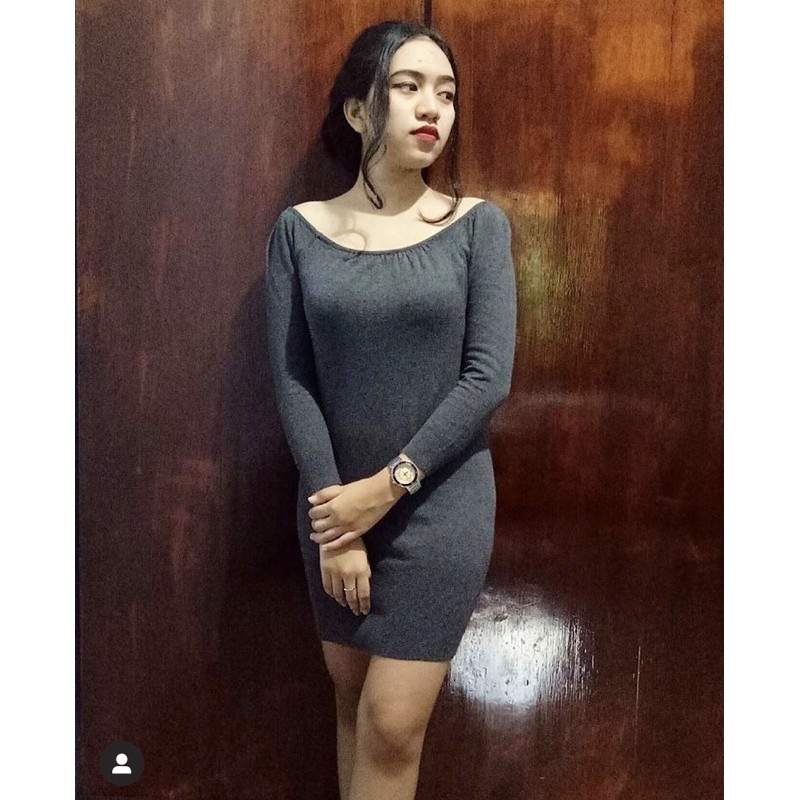 Dress / Atasan grey tangan panjang ketat
