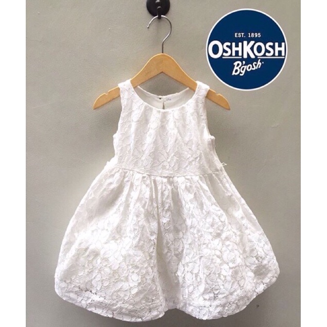Oshkosh dress white brokat/Oshkosh party dress putih tanpa lengan/Dress anak perempuan broklat