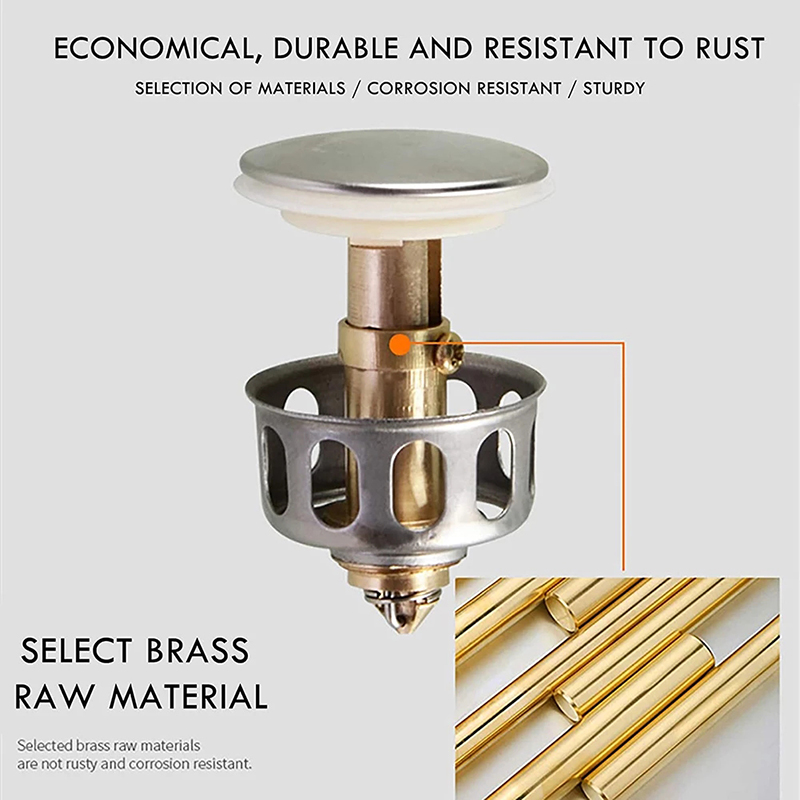 Plug Stopper Saringan Rambut Universal Model Tekan Untuk Wastafel Dapur / Kamar Mandi