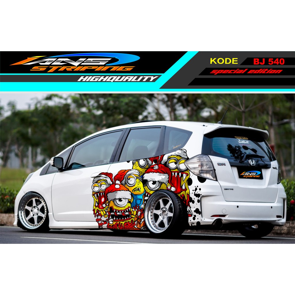 STICKER VARIASI MOBIL JAZZ MINION / DECAL STICKER MOBIL JAZZ SIGRA BRIO AGYA SWIFT / STIKER TERBARU