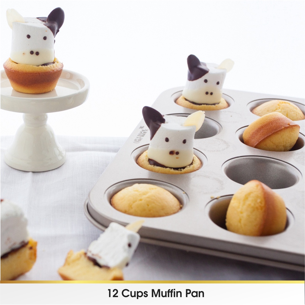 CHEFMADE Cetakan Loyang Kue Muffin Cupcake Mini Pan 12 Lubang Anti Lengket Non Stick