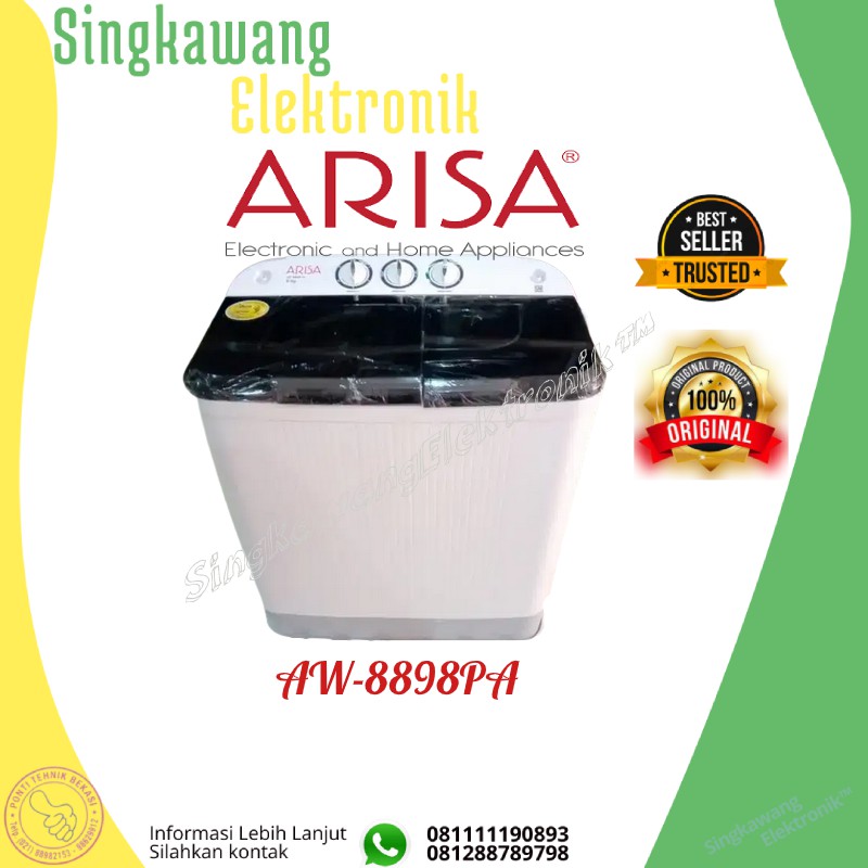 MESIN CUCI 2 TABUNG ARISA AW-8898PA 8 KG MURAH