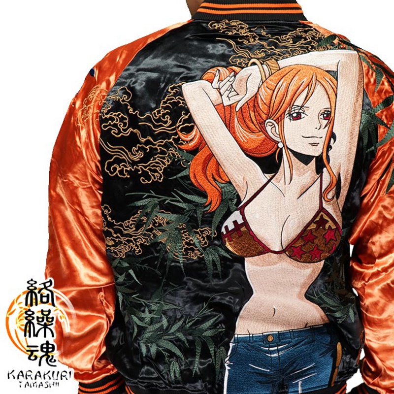 【QTakasi】Japanese and handle Yokosuka embroidered double-sided jacket ONE PIECE One Piece anime joint name Luffy Chunqiu