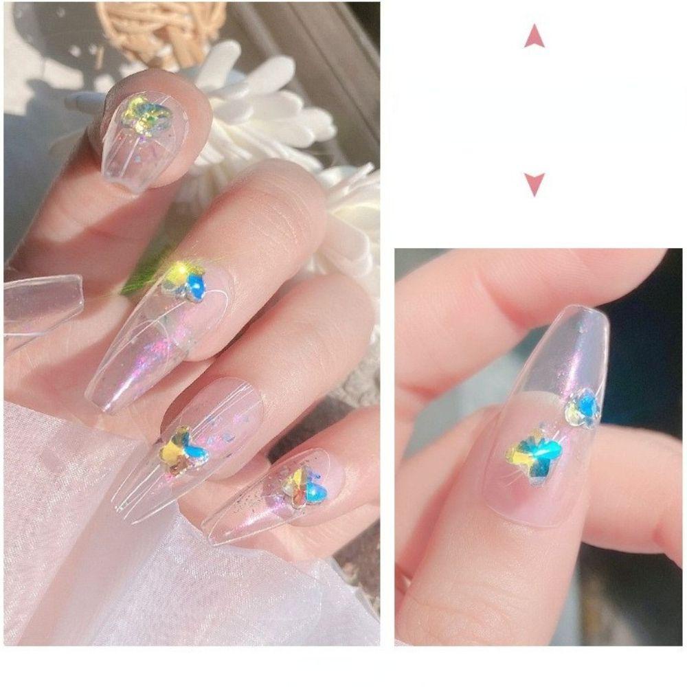 MXBEAUTY Paku Charms Cinta Hati Kristal Hiasan Kuku Salon Kuku Manikur Aksesoris DIY Bahan Kuku Nail Art Berlian Imitasi