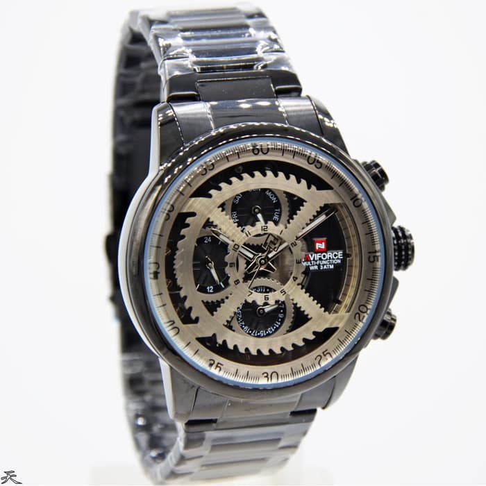 Diskon Jam Tangan Pria Naviforce Chrono NF9150 Original Rantai Black Grey Terlaris