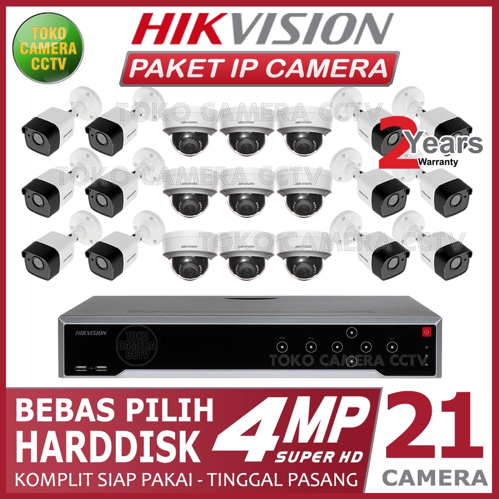 PAKET IP CAMERA HIKVISION 4MP 32 CHANNEL 21 KAMERA