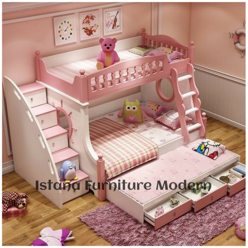 Tempat tidur tingkat anak - Dipan tingkat anak - Tempat tidur tingkat sorong