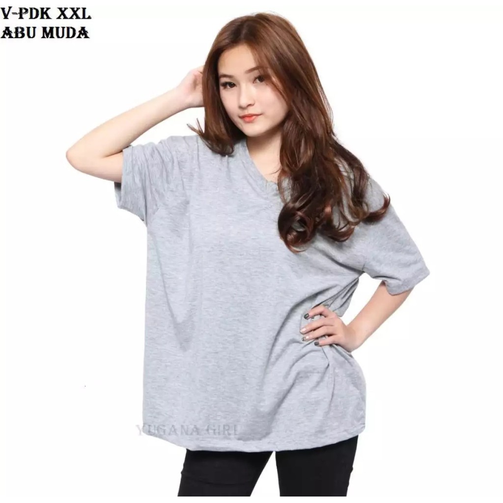  KAOS  POLOS WANITA  XXL BIG SIZE V NECK LENGAN  PENDEK  PART 