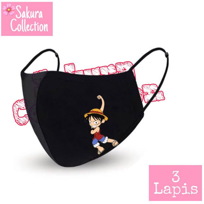 Masker Kain 3 Lapis - Anime One Piece Luffy